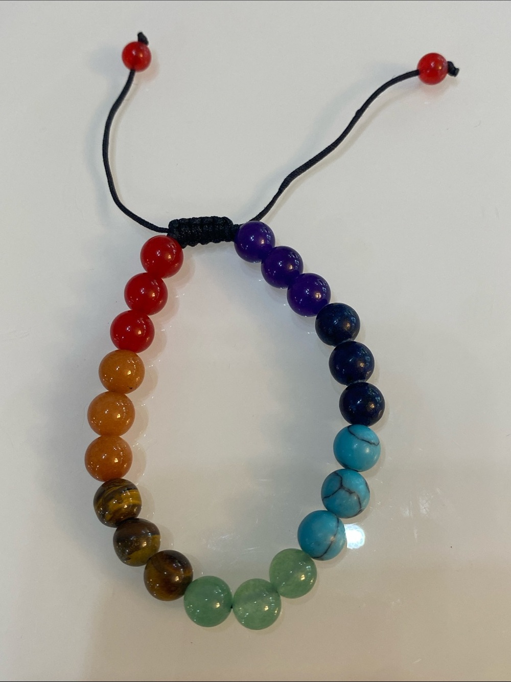 Colorful Beaded Adjustable Bracelet - Rainbow Stone Mix